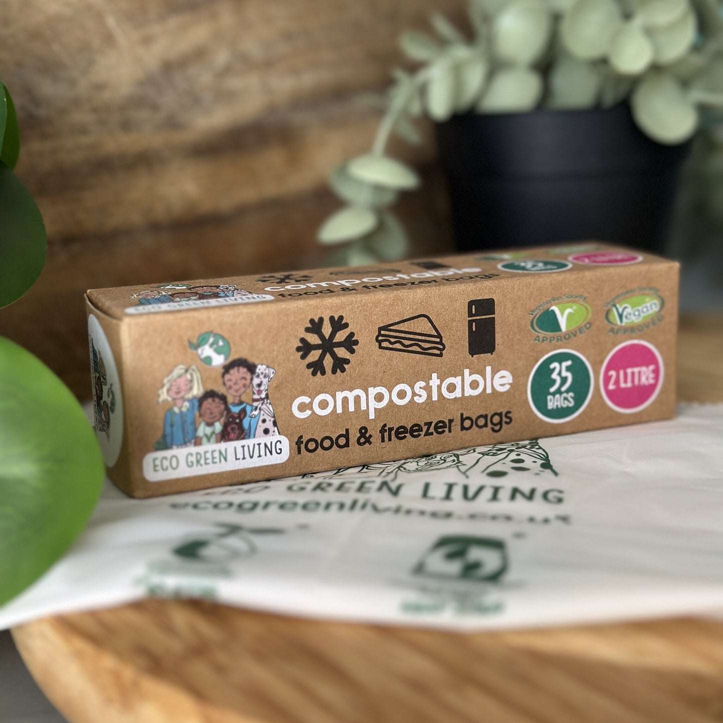 2 Litre Certified Compostable Food & Freezer Bags (35 bags) - EcoGreenLiving