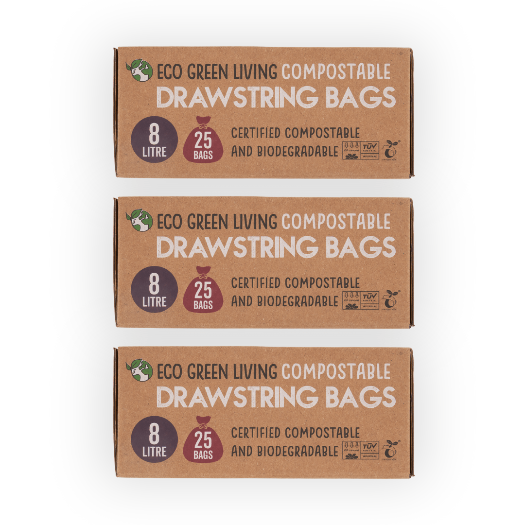8L Draw string compostable bags (25) x 3, 75 bags – EcoGreenLiving