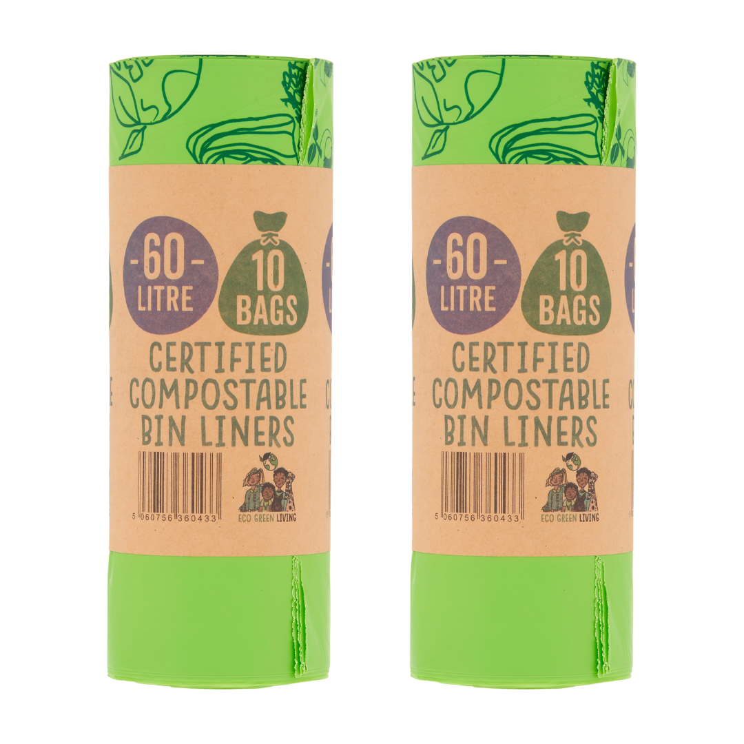 Sacs à déchets compostables 60L | 1 rouleau de 10 sachets | Vie éco-verte