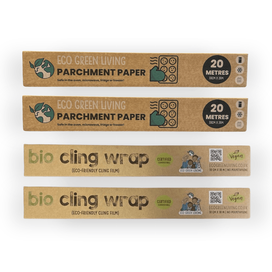 Cling Film 30m x2, Parchment paper 20m, 30cm rolls x2 - EcoGreenLiving