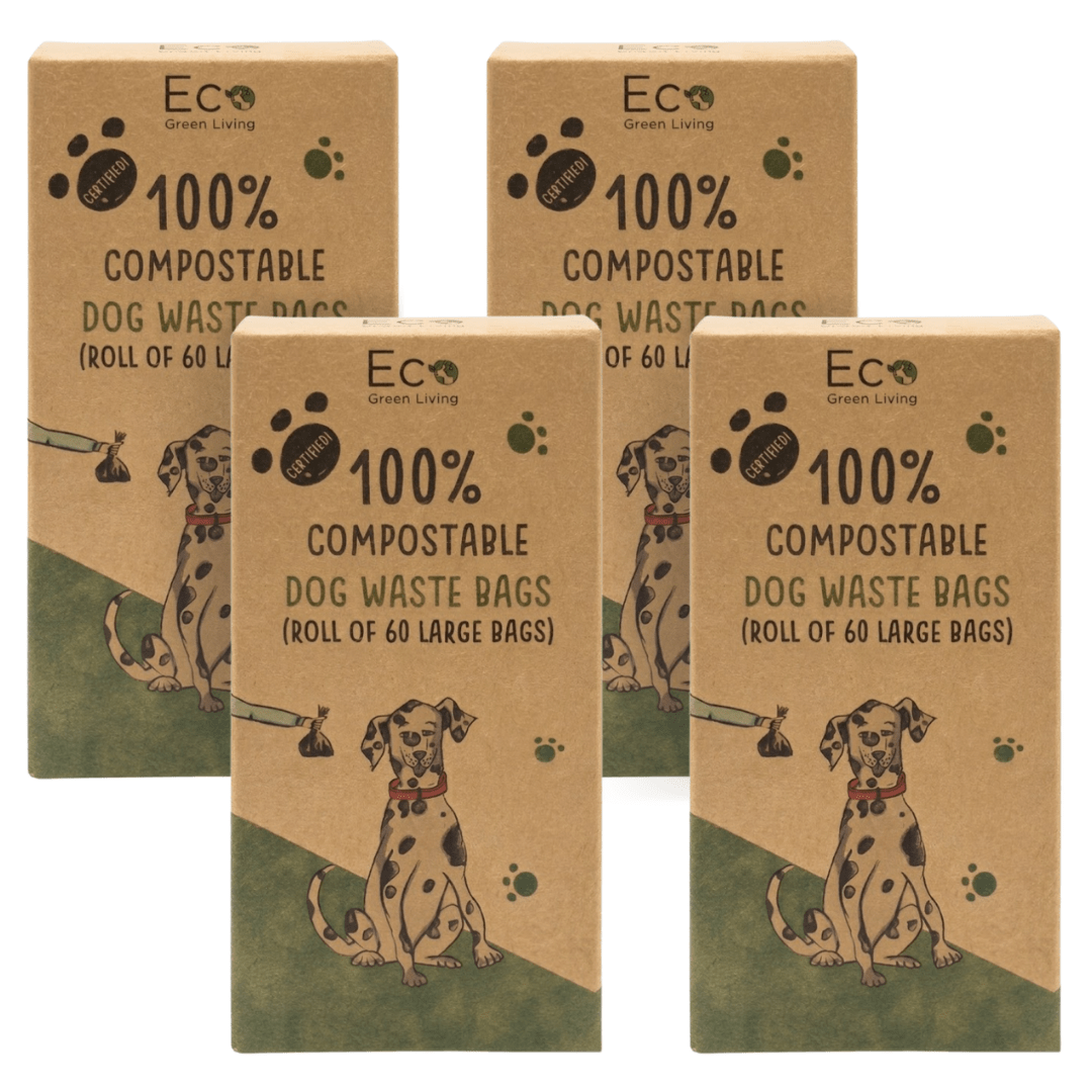 Compostable Dog Waste Bags - EGL - 4 x 4 Rolls of 15 Bags - 240 Bags - EcoGreenLiving