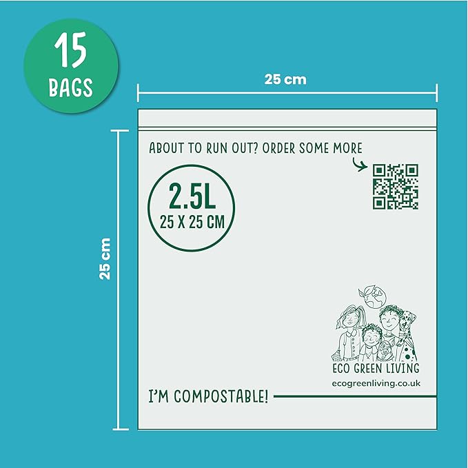 Compostable Resealable Zip lock Bags Large | 2.5 Litre (60 bags) - EcoGreenLiving