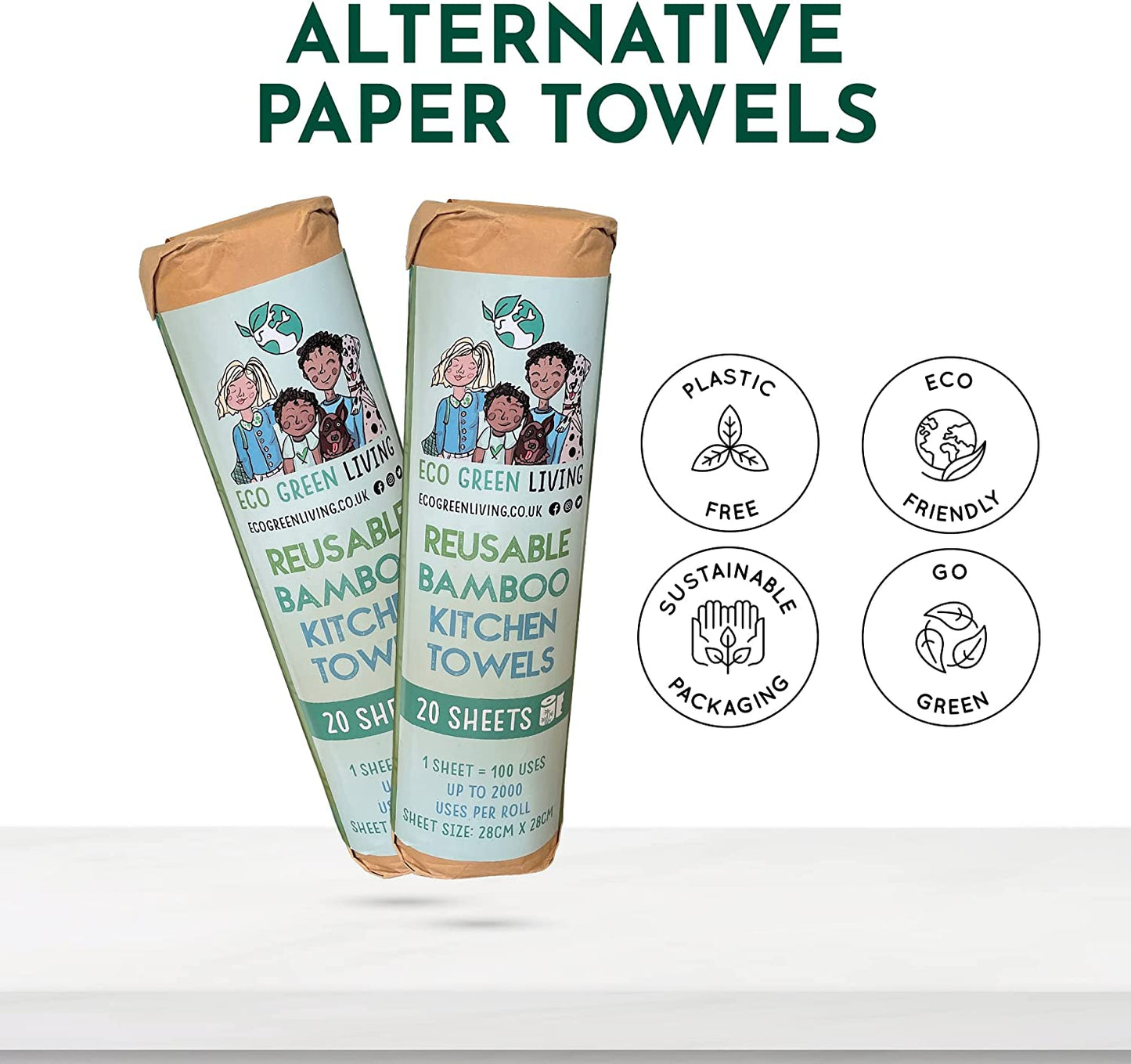 3 Pack of Reusable Bamboo Kitchen Towels - EcoGreenLiving