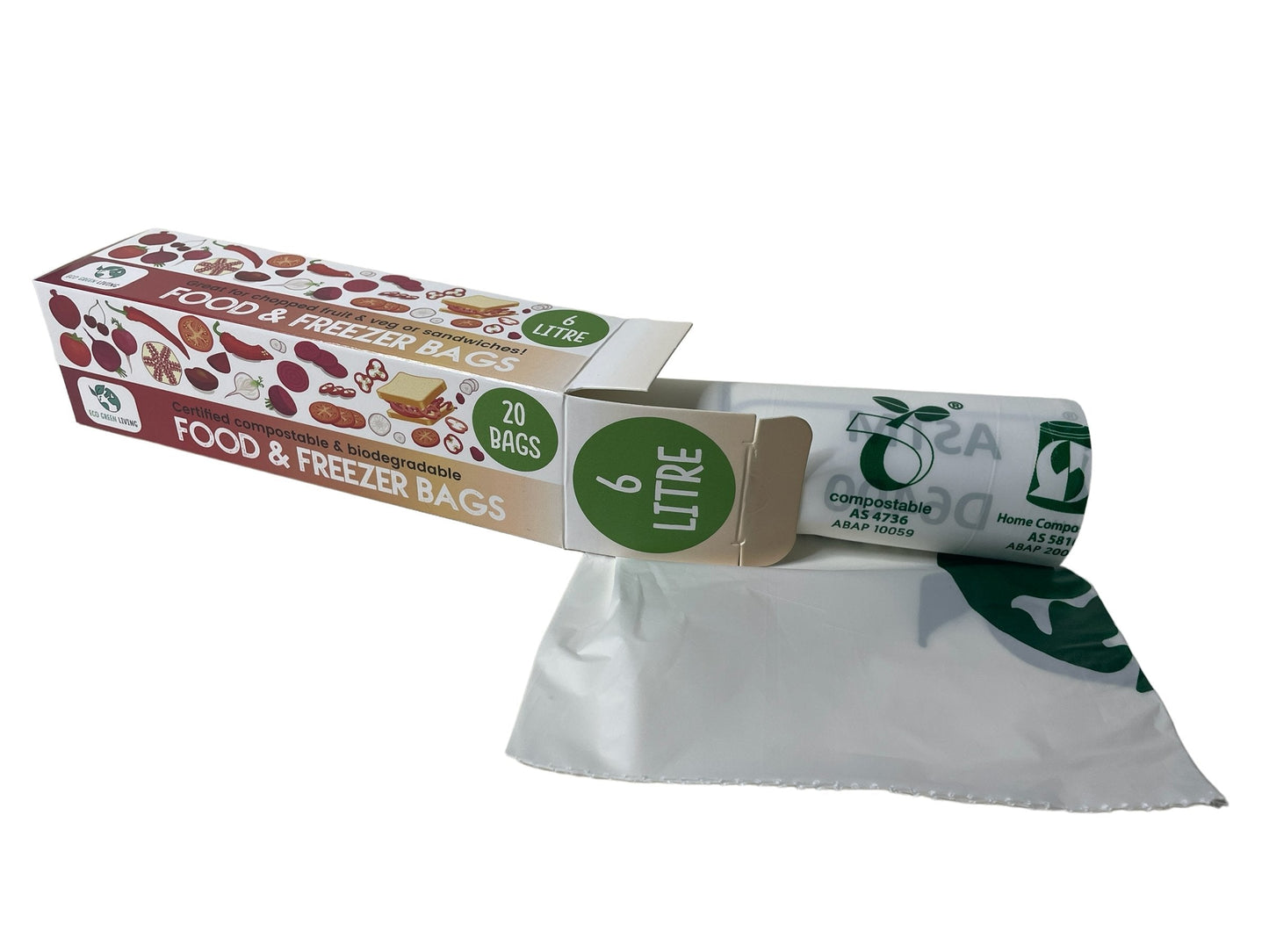 Certified Compostable Food & Freezer Bags 6 Litre (20 bags) - EcoGreenLiving
