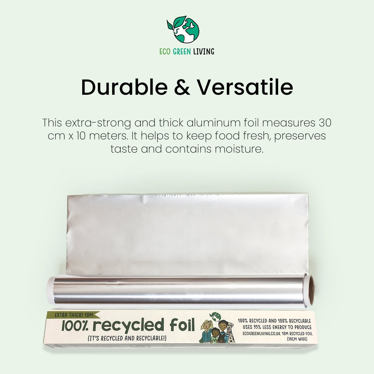 Tin Foil - 100% Recycled - 30cm x 10m - Eco Green Living