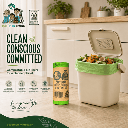 10L Compostable Waste Bags | 1 Roll of 18 Bags | Eco Green Living - EcoGreenLiving