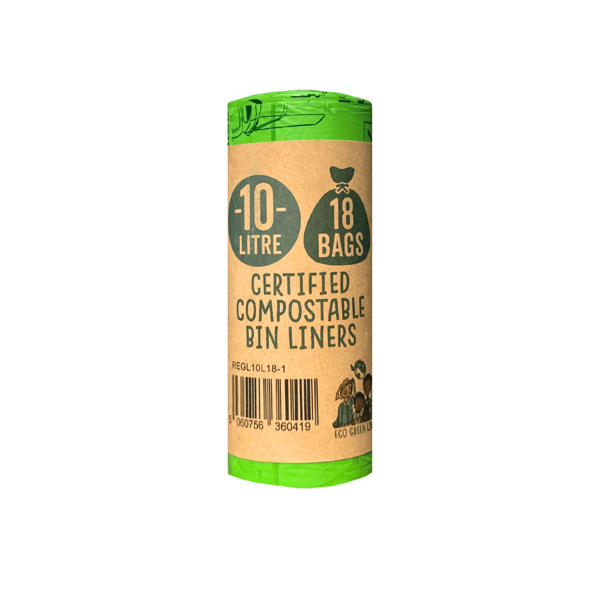 10L Compostable Waste Bags | 1 Roll of 18 Bags | Eco Green Living - EcoGreenLiving