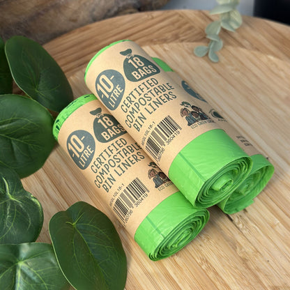 10L Compostable Waste Bags | 1 Roll of 18 Bags | Eco Green Living - EcoGreenLiving