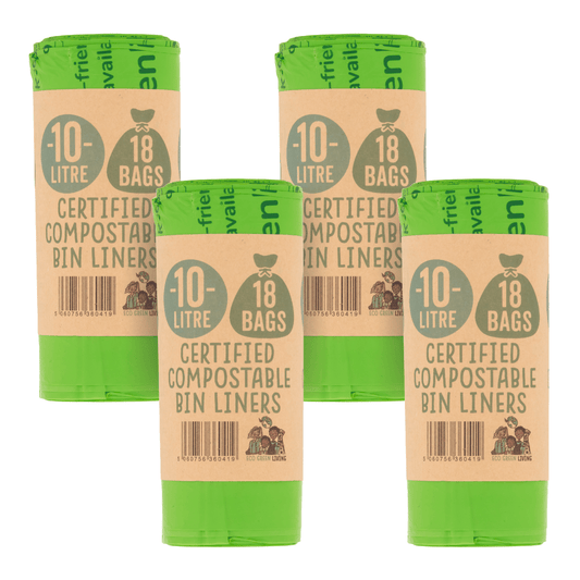10L Compostable Waste Bags | 4 Rolls of 18 Bags | Eco Green Living - EcoGreenLiving