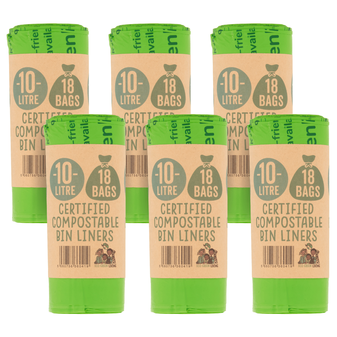 10L Compostable Waste Bags | 6 Rolls of 18 Bags | Eco Green Living - EcoGreenLiving