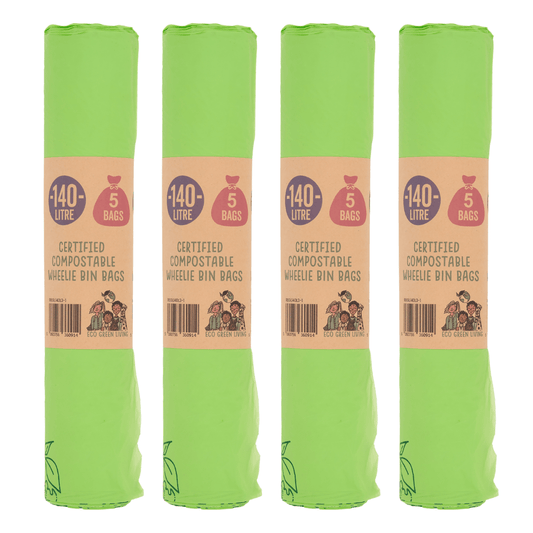 140 Litre Compostable Wheelie Bin Liners | 4 rolls of 5 bags (20 bags total) | Eco Green Living - EcoGreenLiving