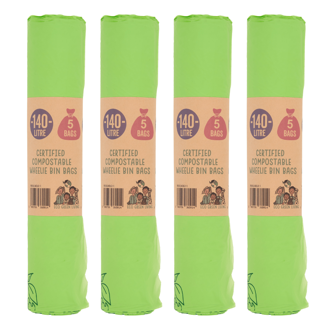 140 Litre Compostable Wheelie Bin Liners | 4 rolls of 5 bags (20 bags total) | Eco Green Living - EcoGreenLiving