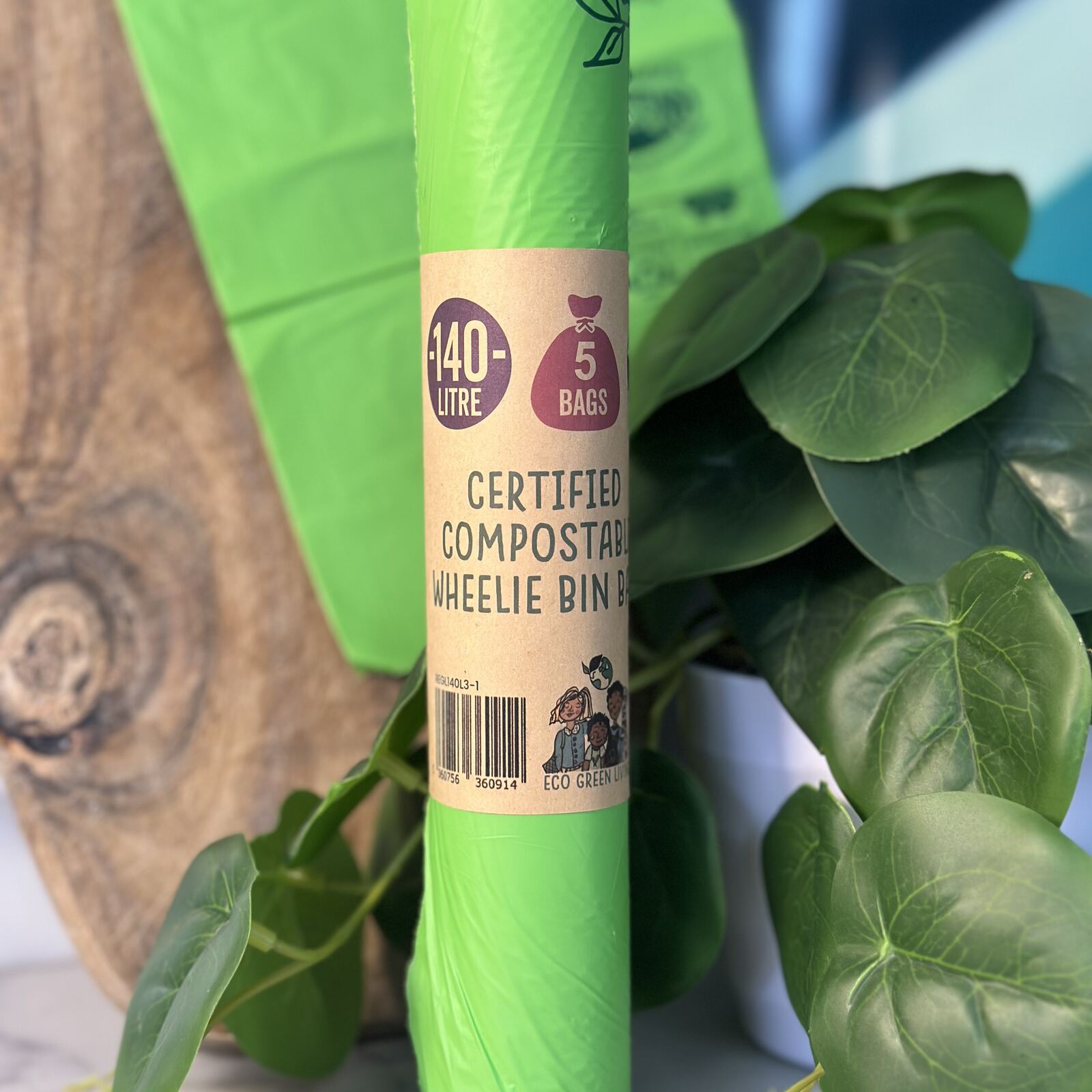 140L Compostable Waste Bags | 1 Roll of 5 Bags | Eco Green Living - EcoGreenLiving
