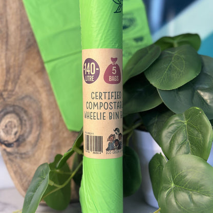 140L Compostable Waste Bags | 1 Roll of 5 Bags | Eco Green Living - EcoGreenLiving