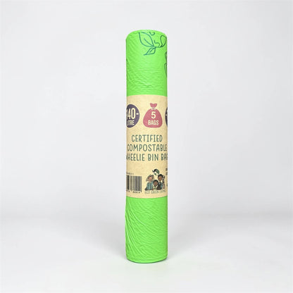 140L Compostable Waste Bags | 1 Roll of 5 Bags | Eco Green Living - EcoGreenLiving