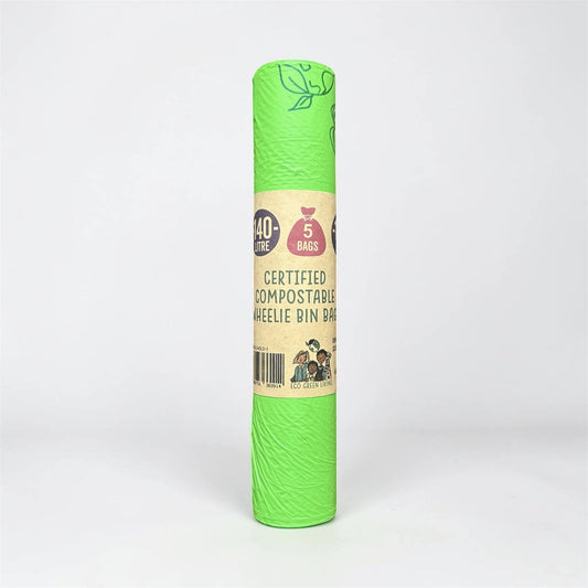 140L Compostable Waste Bags | 1 Roll of 5 Bags | Eco Green Living - EcoGreenLiving