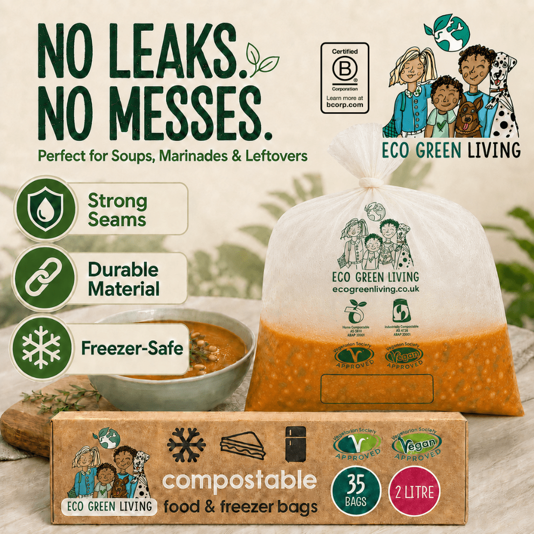 2 Litre Certified Compostable Food & Freezer Bags (35 bags) - EcoGreenLiving