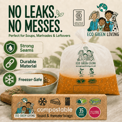 2 Litre Certified Compostable Food & Freezer Bags (35 bags) - EcoGreenLiving