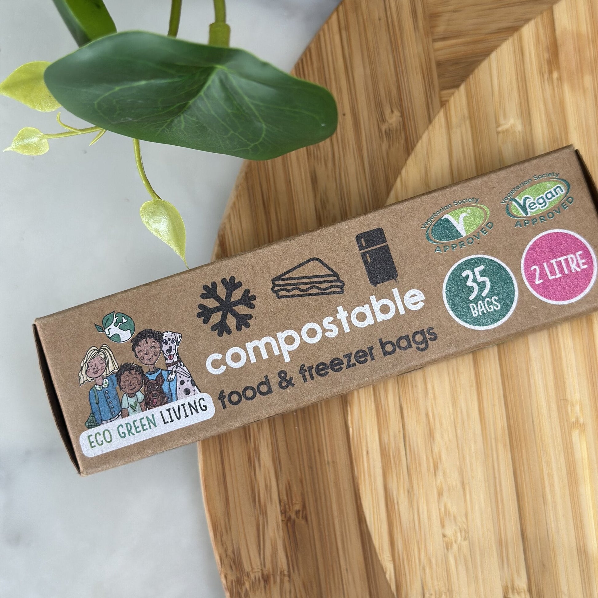 2 Litre Certified Compostable Food & Freezer Bags (35 bags) - EcoGreenLiving