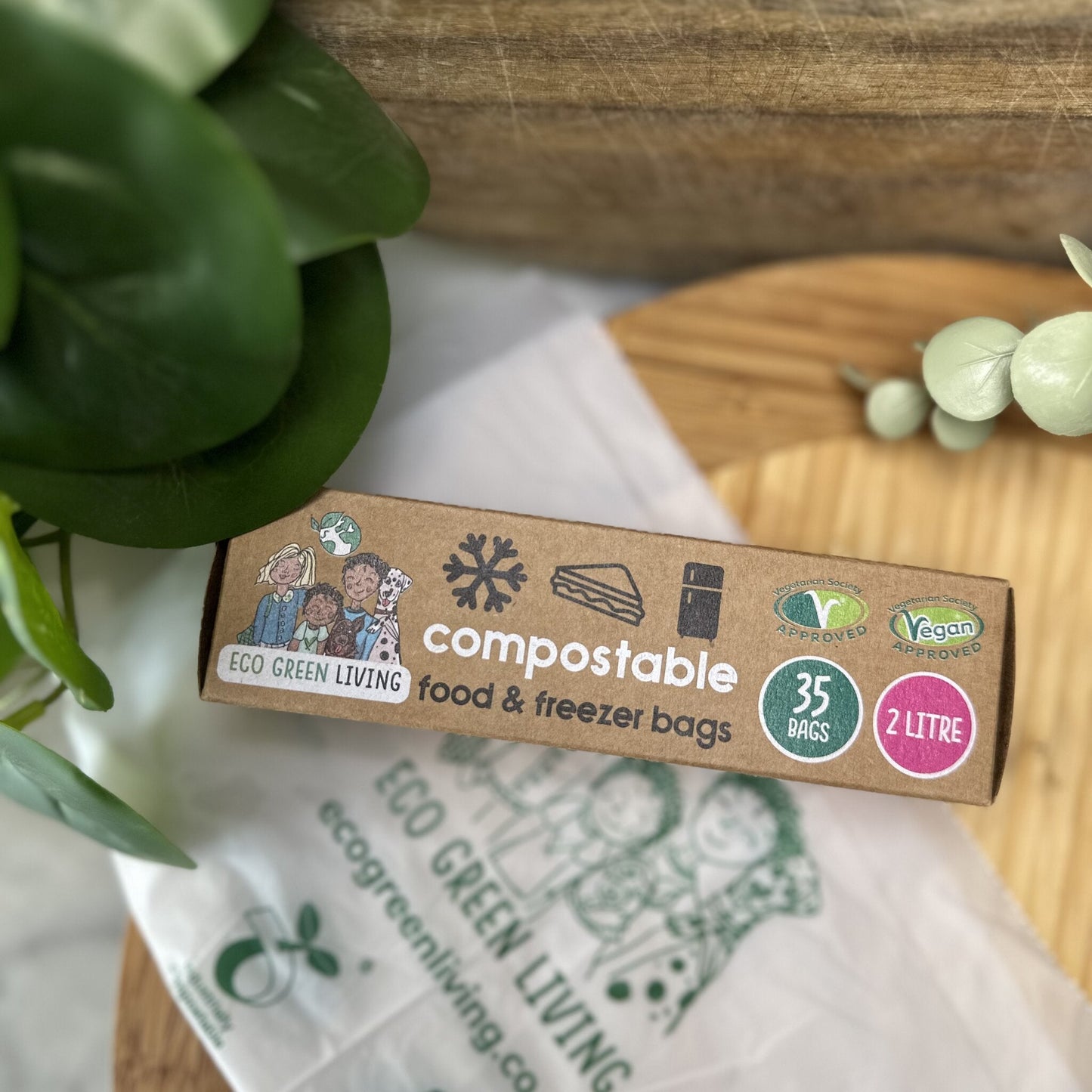 2 Litre Certified Compostable Food & Freezer Bags (35 bags) - EcoGreenLiving