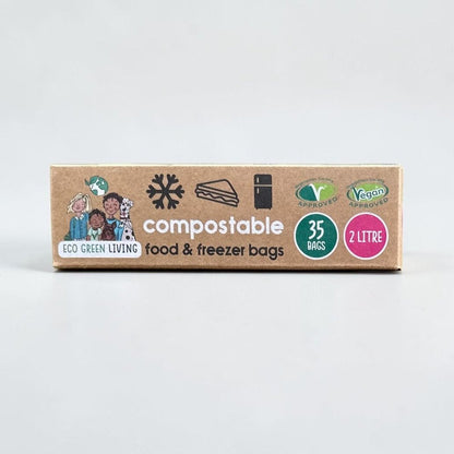2 Litre Certified Compostable Food & Freezer Bags (35 bags) - EcoGreenLiving