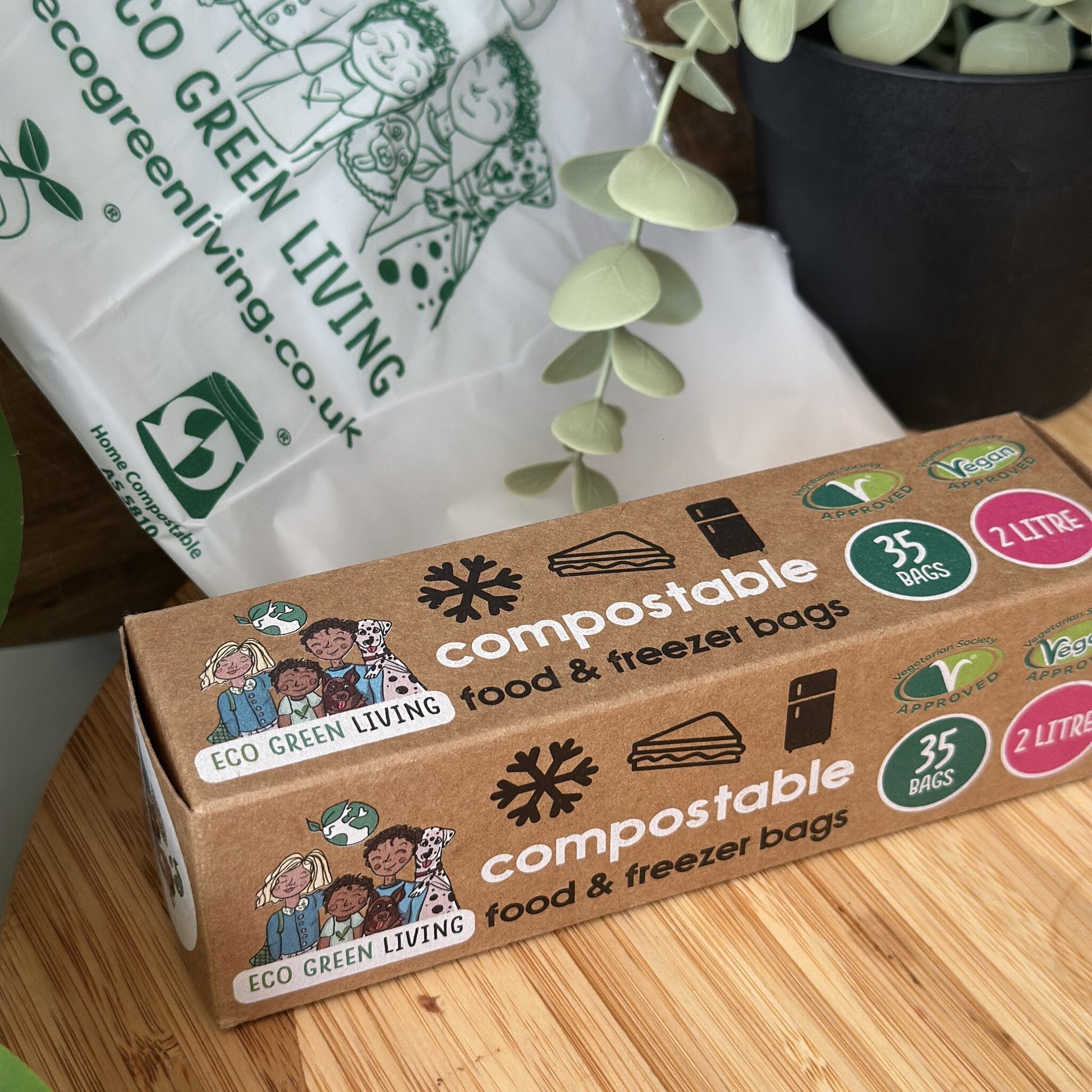 2 Litre Certified Compostable Food & Freezer Bags (35 bags) - EcoGreenLiving