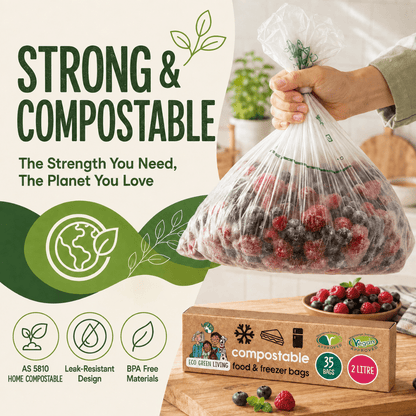 2 Litre Certified Compostable Food & Freezer Bags (35 bags) - EcoGreenLiving