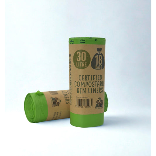 30 Litre Compostable Waste Bags | 1 Roll of 18 Bags | Eco Green Living - EcoGreenLiving