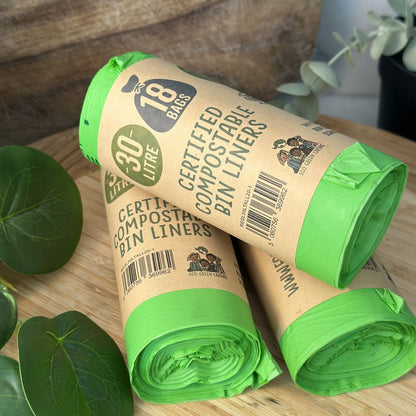 30 Litre Compostable Waste Bags | 1 Roll of 18 Bags | Eco Green Living - EcoGreenLiving