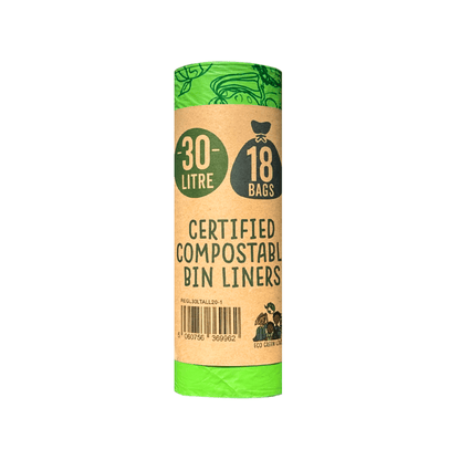 30 Litre Compostable Waste Bags | 1 Roll of 18 Bags | Eco Green Living - EcoGreenLiving