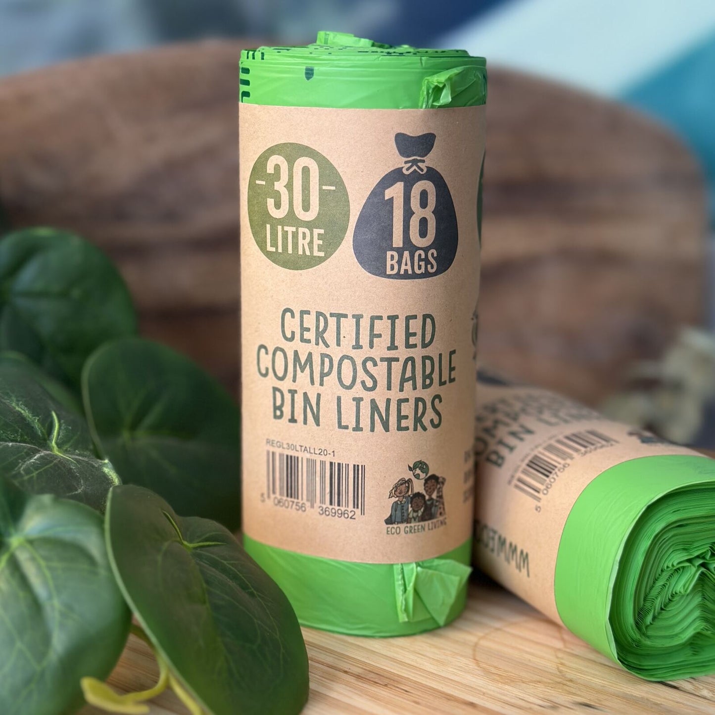 30 Litre Compostable Waste Bags | 1 Roll of 18 Bags | Eco Green Living - EcoGreenLiving