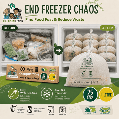 4 Litre Certified Compostable Food & Freezer Bags (25 bags) - EcoGreenLiving