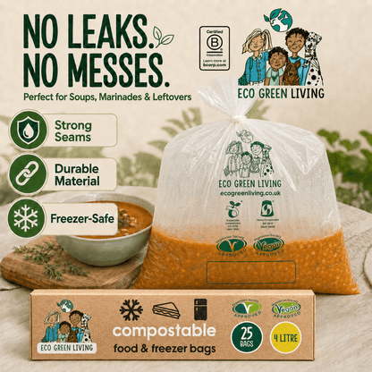 4 Litre Certified Compostable Food & Freezer Bags (25 bags) - EcoGreenLiving