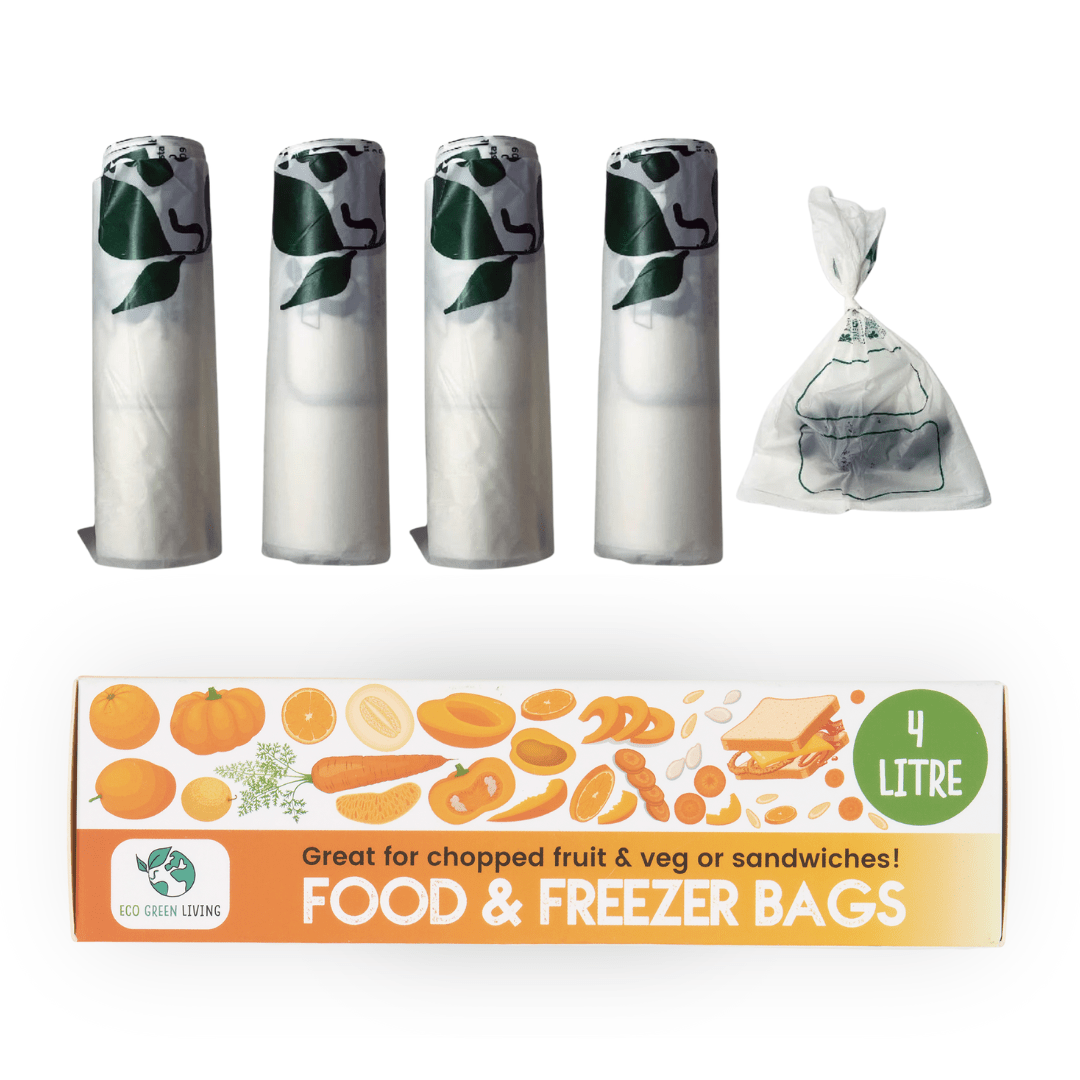4 Litre Certified Compostable Food & Freezer Bags (25 bags) X 4 - EcoGreenLiving