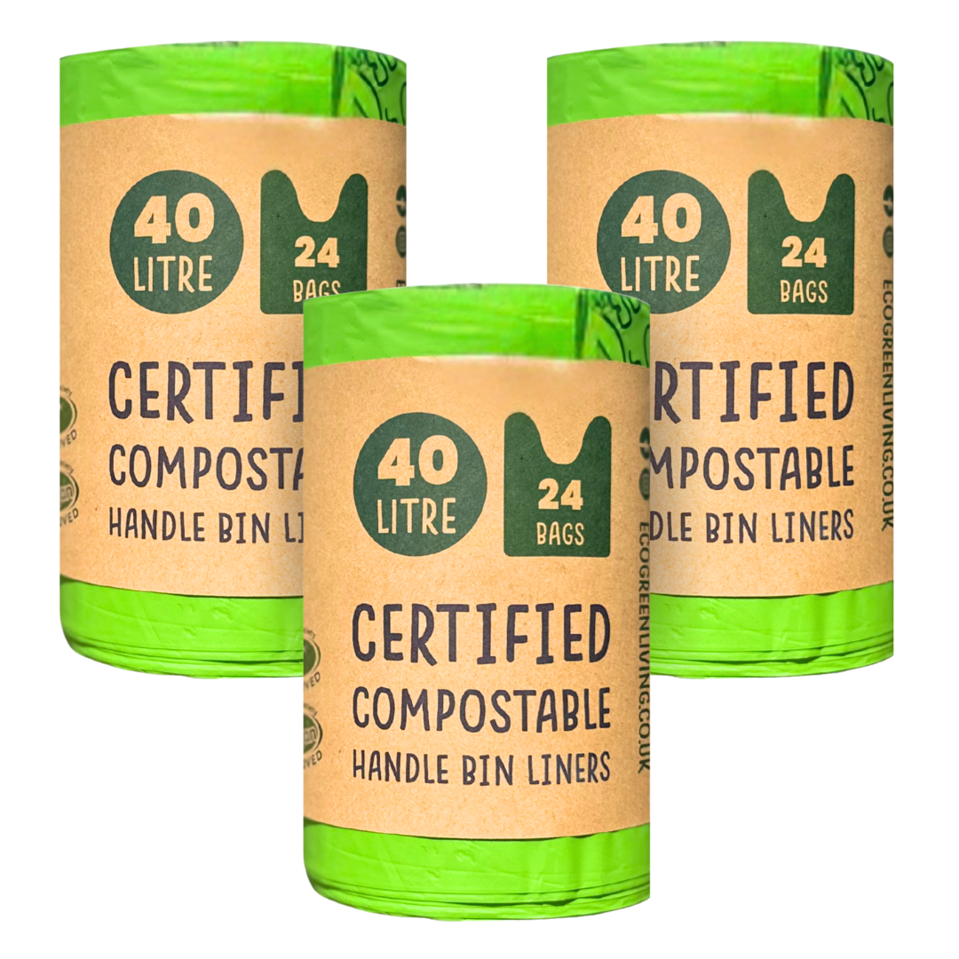 40L Bin Bags | 1 Roll of 24 Bags | Eco Green Living (3packs)