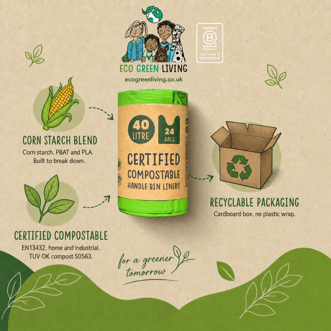 40L Bin Bags | 1 Roll of 24 Bags | Eco Green Living - EcoGreenLiving