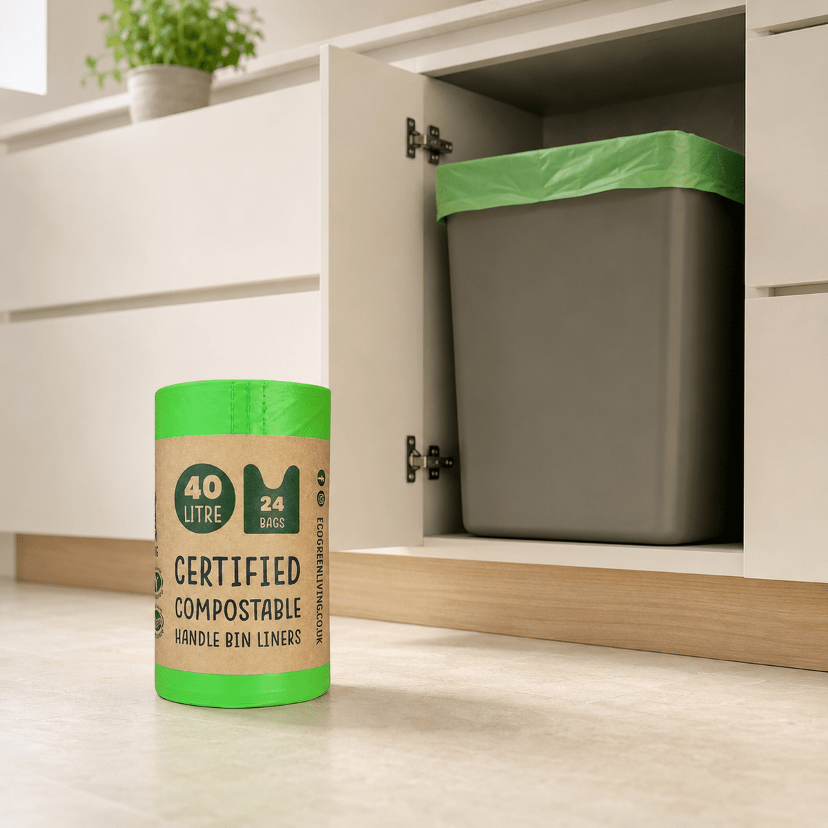 40L Bin Bags | 1 Roll of 24 Bags | Eco Green Living - EcoGreenLiving
