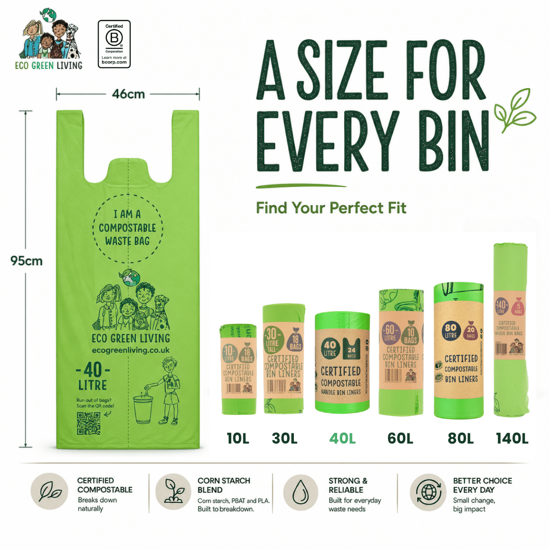 40L Bin Bags | 1 Roll of 24 Bags | Eco Green Living - EcoGreenLiving
