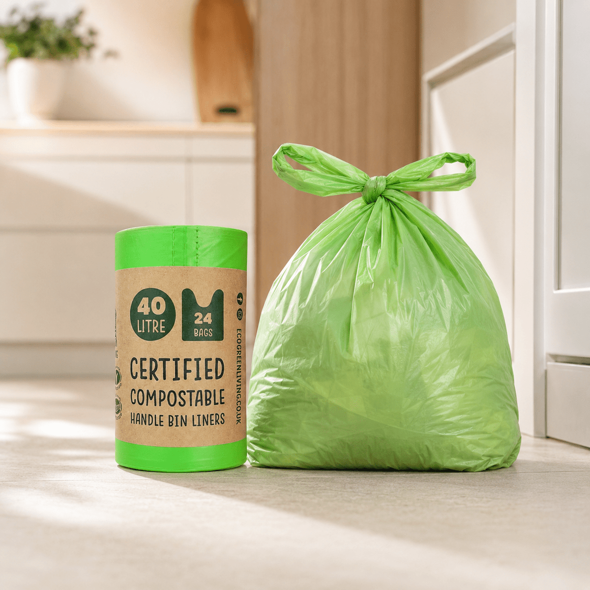 40L Bin Bags | 1 Roll of 24 Bags | Eco Green Living - EcoGreenLiving