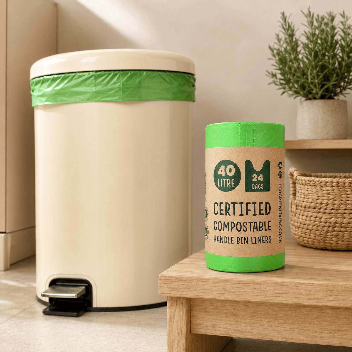 40L Bin Bags | 1 Roll of 24 Bags | Eco Green Living - EcoGreenLiving