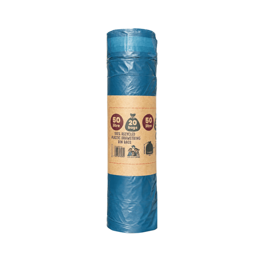 50L Recycled Plastic Drawstring Bag | 1 Roll of 20 Bags | Eco Green Living - EcoGreenLiving