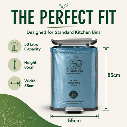 50L Recycled Plastic Drawstring Bag | 1 Roll of 20 Bags | Eco Green Living - EcoGreenLiving