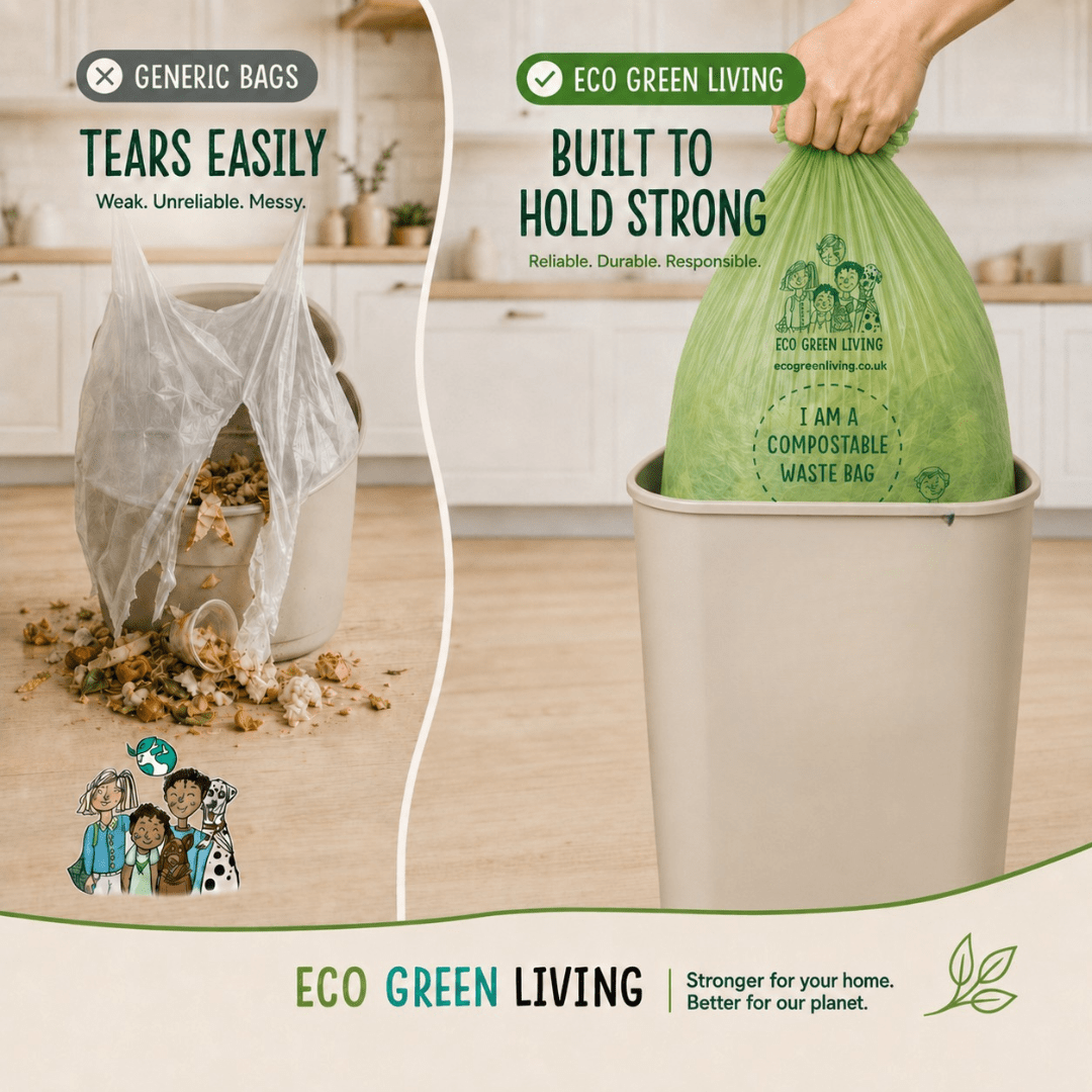 60L Compostable Waste Bags | 1 Roll of 10 Bags | Eco Green Living - EcoGreenLiving