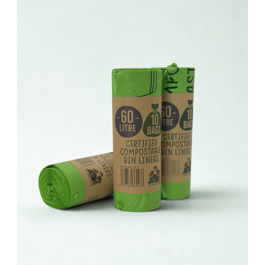 60L Compostable Waste Bags | 1 Roll of 10 Bags | Eco Green Living - EcoGreenLiving