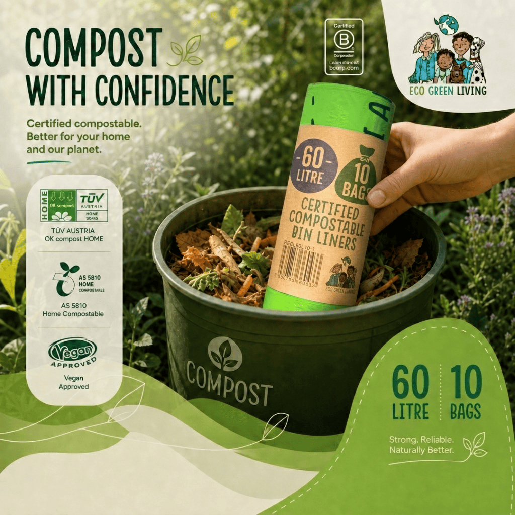 60L Compostable Waste Bags | 1 Roll of 10 Bags | Eco Green Living - EcoGreenLiving