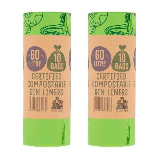 60L Compostable Waste Bags | 2 Rolls of 10 Bags | Eco Green Living - EcoGreenLiving