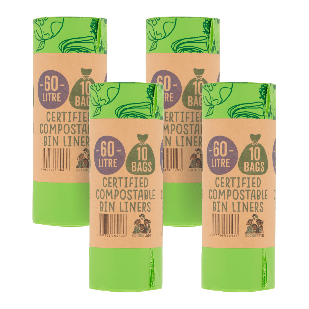 60L Compostable Waste Bags | 4 Rolls of 10 Bags | Eco Green Living - EcoGreenLiving