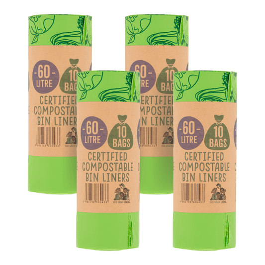 60L Compostable Waste Bags | 4 Rolls of 10 Bags | Eco Green Living - EcoGreenLiving