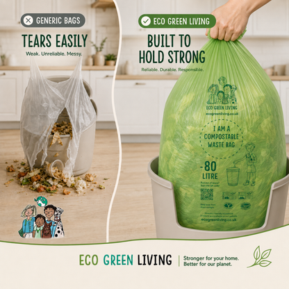80L Bin Liners | 2 Roll of 20 Bags | Eco Green Living