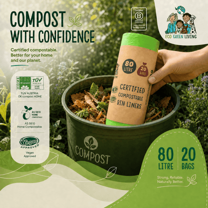 80L Bin Liners | 1 Roll of 20 Bags | Eco Green Living - EcoGreenLiving